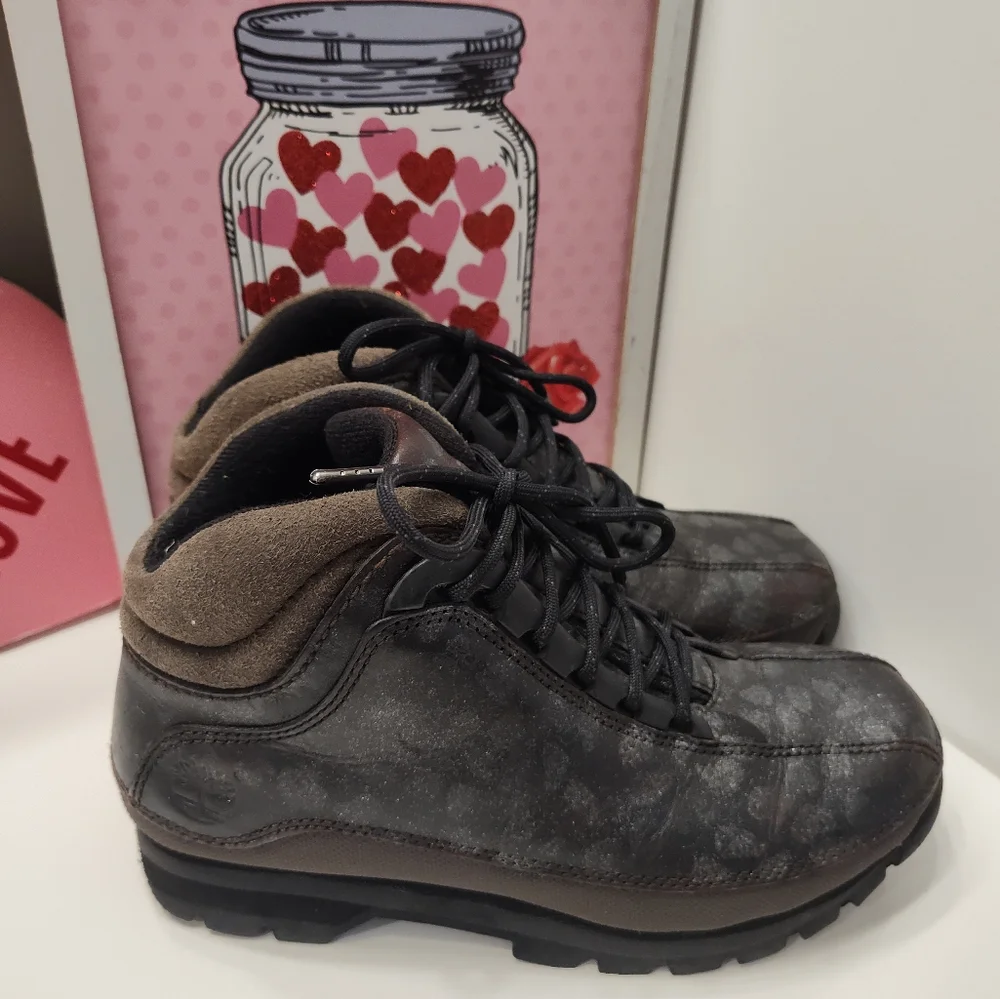 🖤 Vintage Y2K Timberland Euro Hiker Multicolor Lace Up Ankle Boots, Black, 7 - Picture 8 of 16